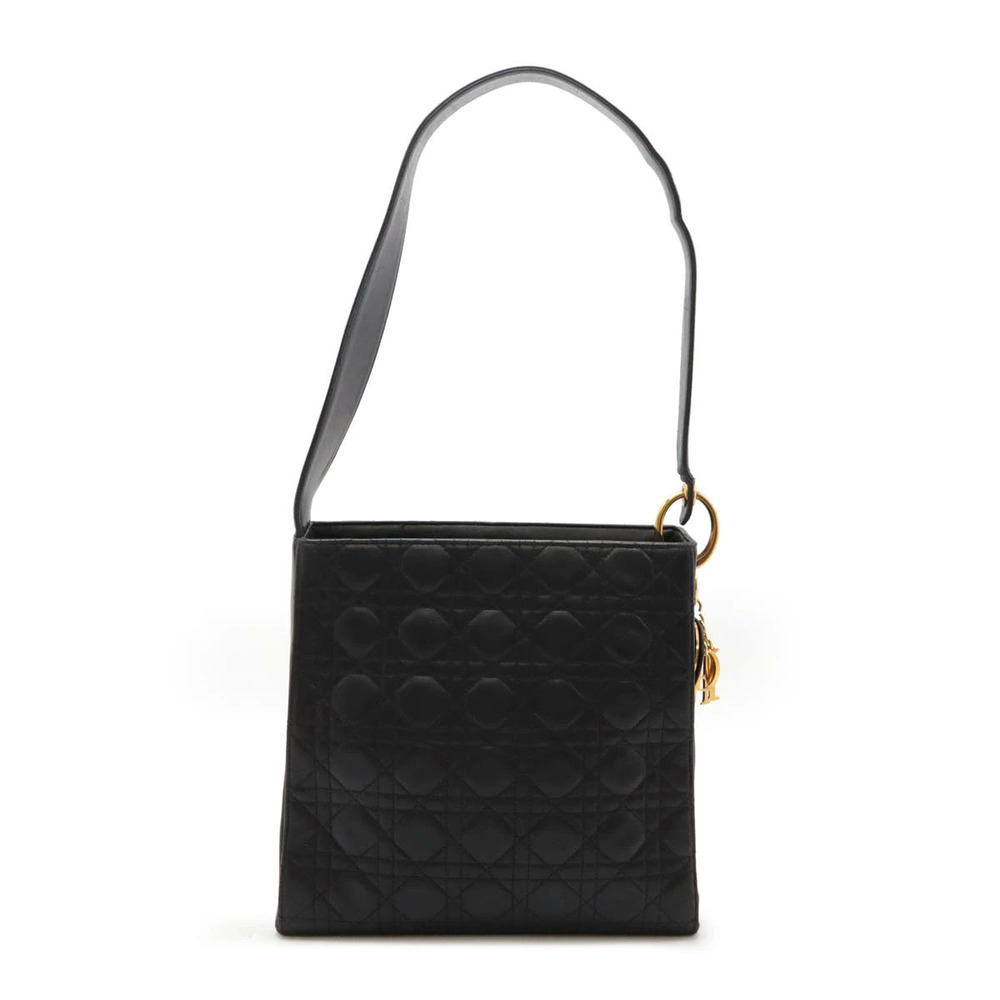 Christian Dior Lady Cannage Shoulder Bag Hobo Leather Black
